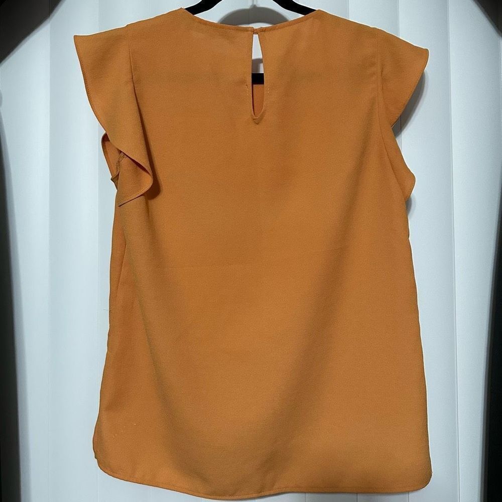 Zara Work Top | Orange Ruffle Sleeve Top - Picture 4 of 6